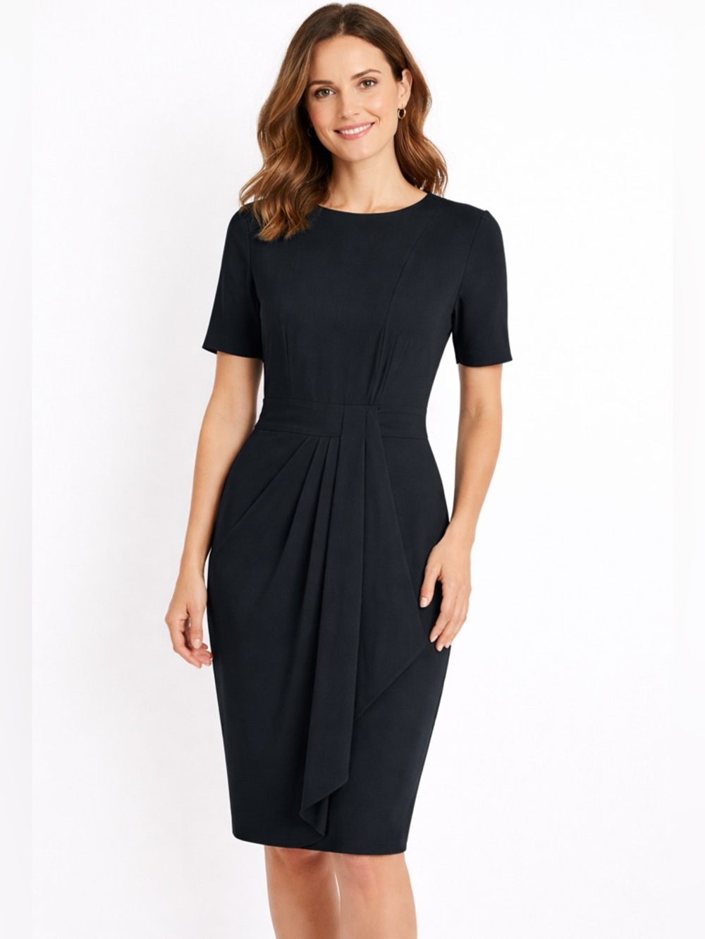 Armani Collezioni Navy Blue Faux Wrap Dress Old Money Classic